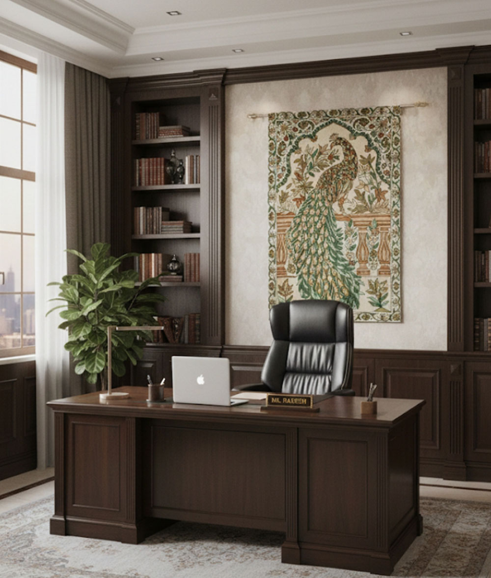 Kashmir handmade silk and cotton Chain stich rug3