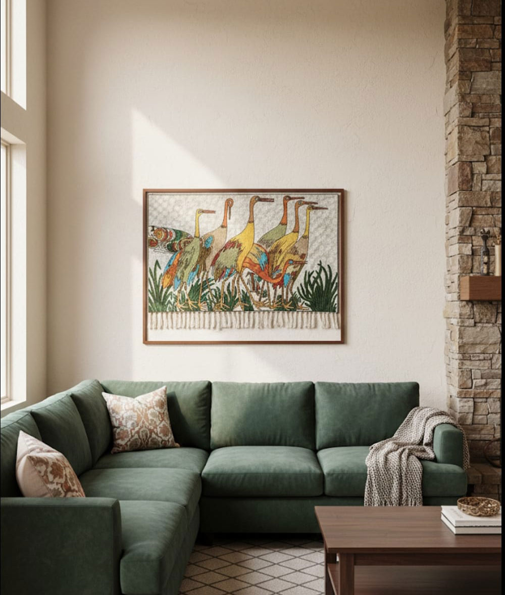 Kashmir handmade silk chain stitch rug 2 feet by 3 feet with hand stitched multiple ducks animals designs 4