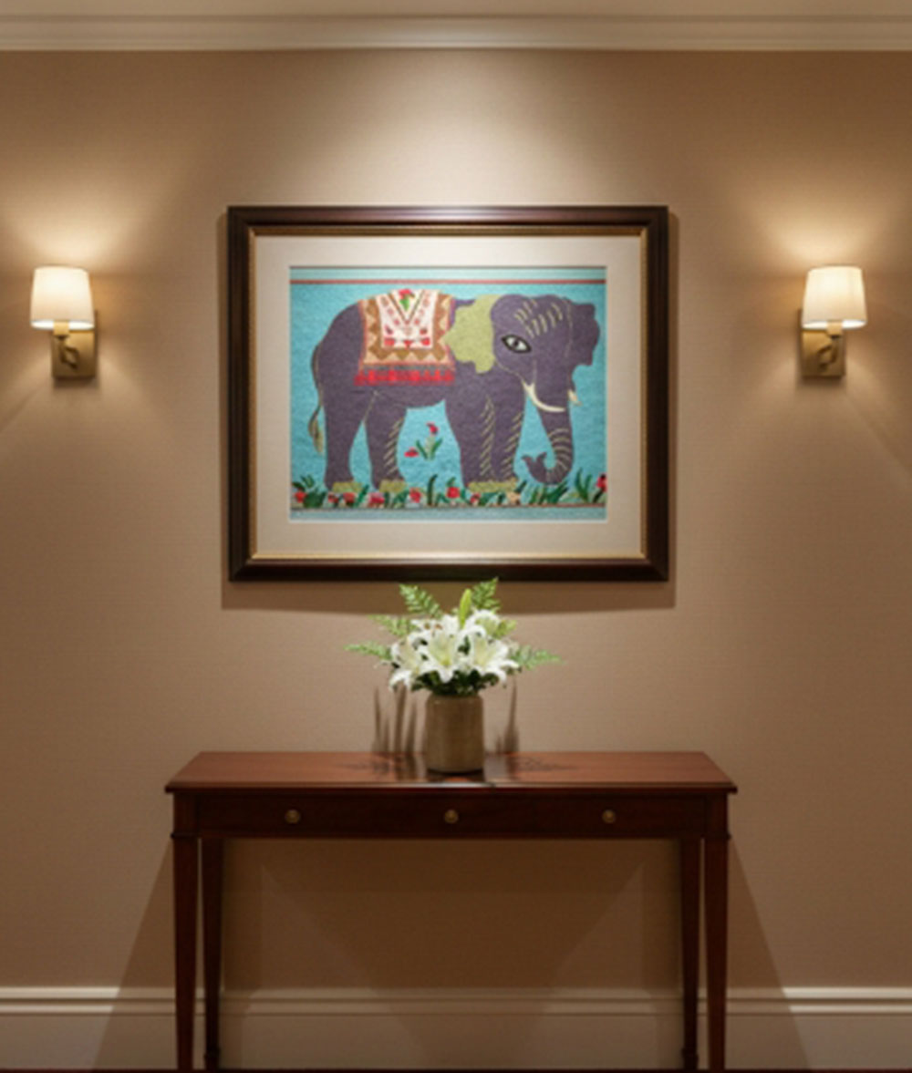 Kashmir handmade woolen Chain stitch rug hand-stitched Elephant animal design4